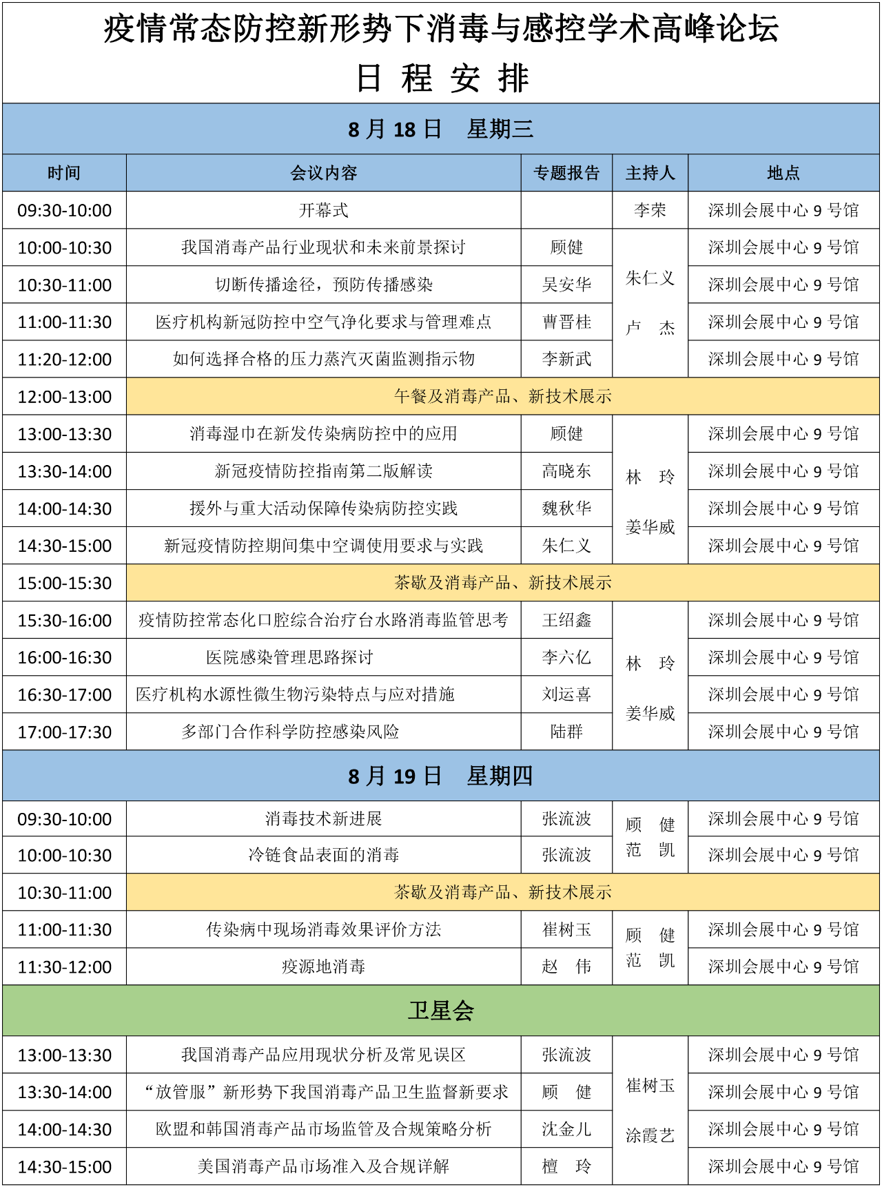 2021深圳国际医用消毒感控设备展览会论坛安排